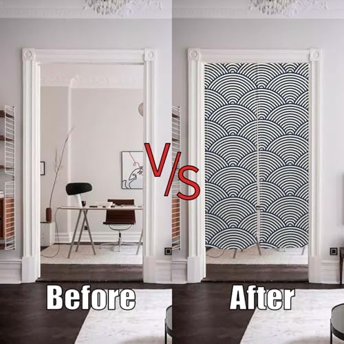 Japanese Style Noren Door Curtain with Wave Print