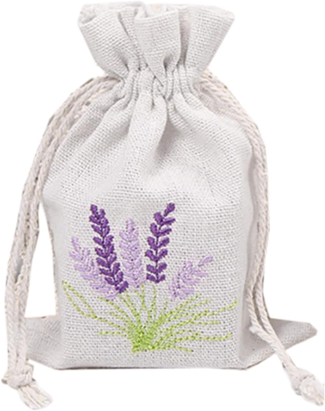 Pack Of 10 Cotton Linen Drawstring Lavender Bags