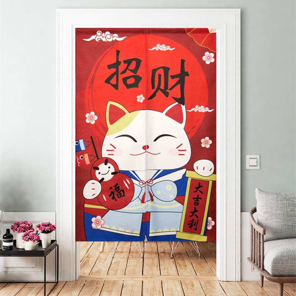 BAIHT HOME Door Curtain with Lucky Cat Design
