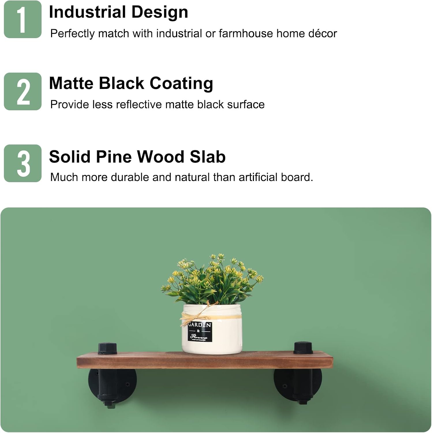 HouseAid Industrial Pipe Floating Shelves 2 Pack