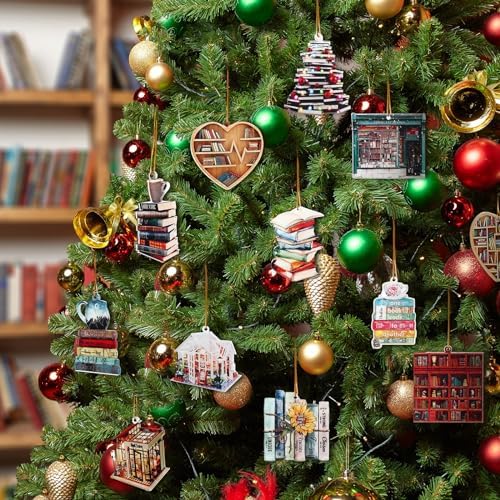 Wenqik 24 Pcs Book Themed Christmas Ornaments