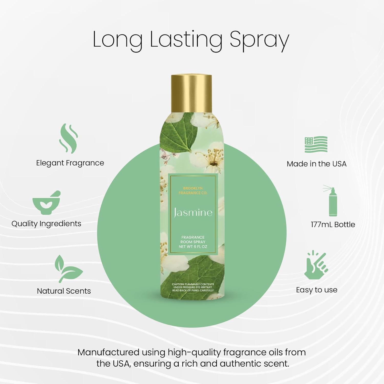 Brooklyn Fragrance Co Spring Floral Room Spray - 6 Fl oz Premium Jasmine Air Freshener