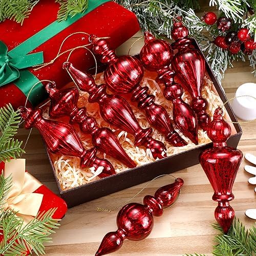 Mifoci 8 Pcs 6 Inch Mercury Glass Finials Christmas Ornaments