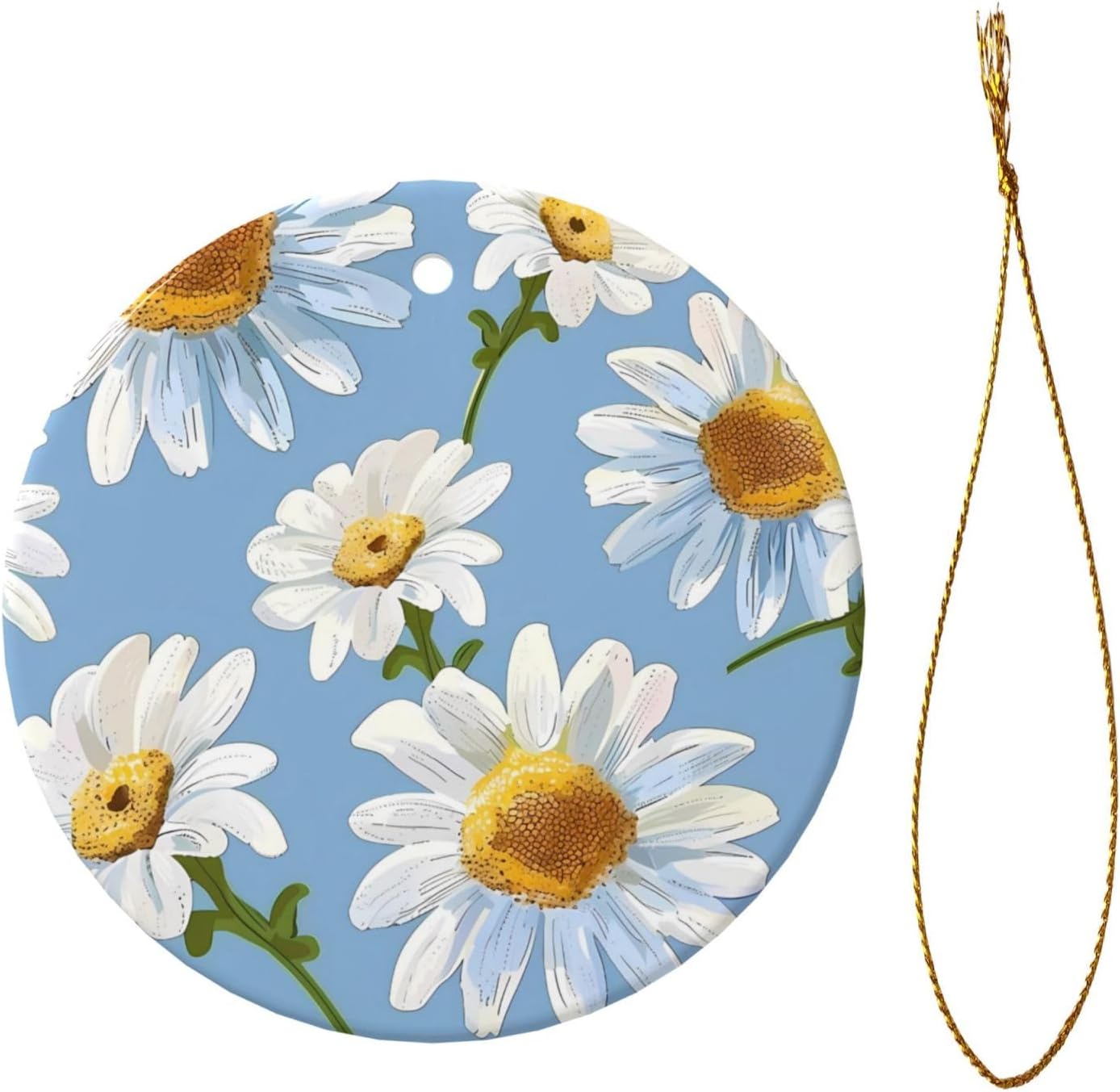 Christmas Daisy Flower Ceramic Hanging Ornaments Decor