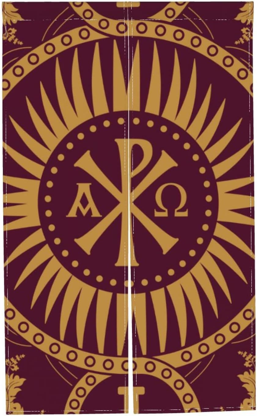 Classic Orthodox Door Curtain with Seamless Pattern