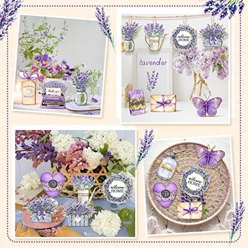 Maitys 36 Pcs Purple Lavender Wooden Tree Ornaments