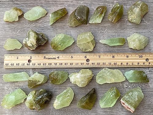 3 Pcs Green Calcite Rough Natural Stones for Lapidary and Meditation