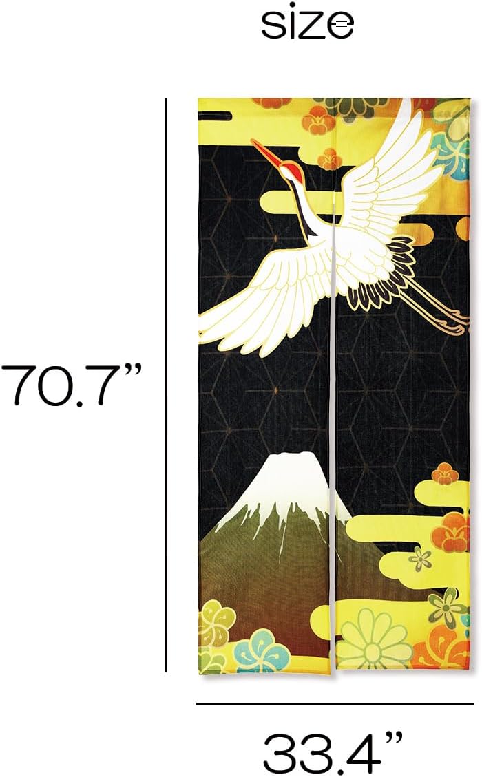 Noren Japanese Crane Pattern Doorway Panel