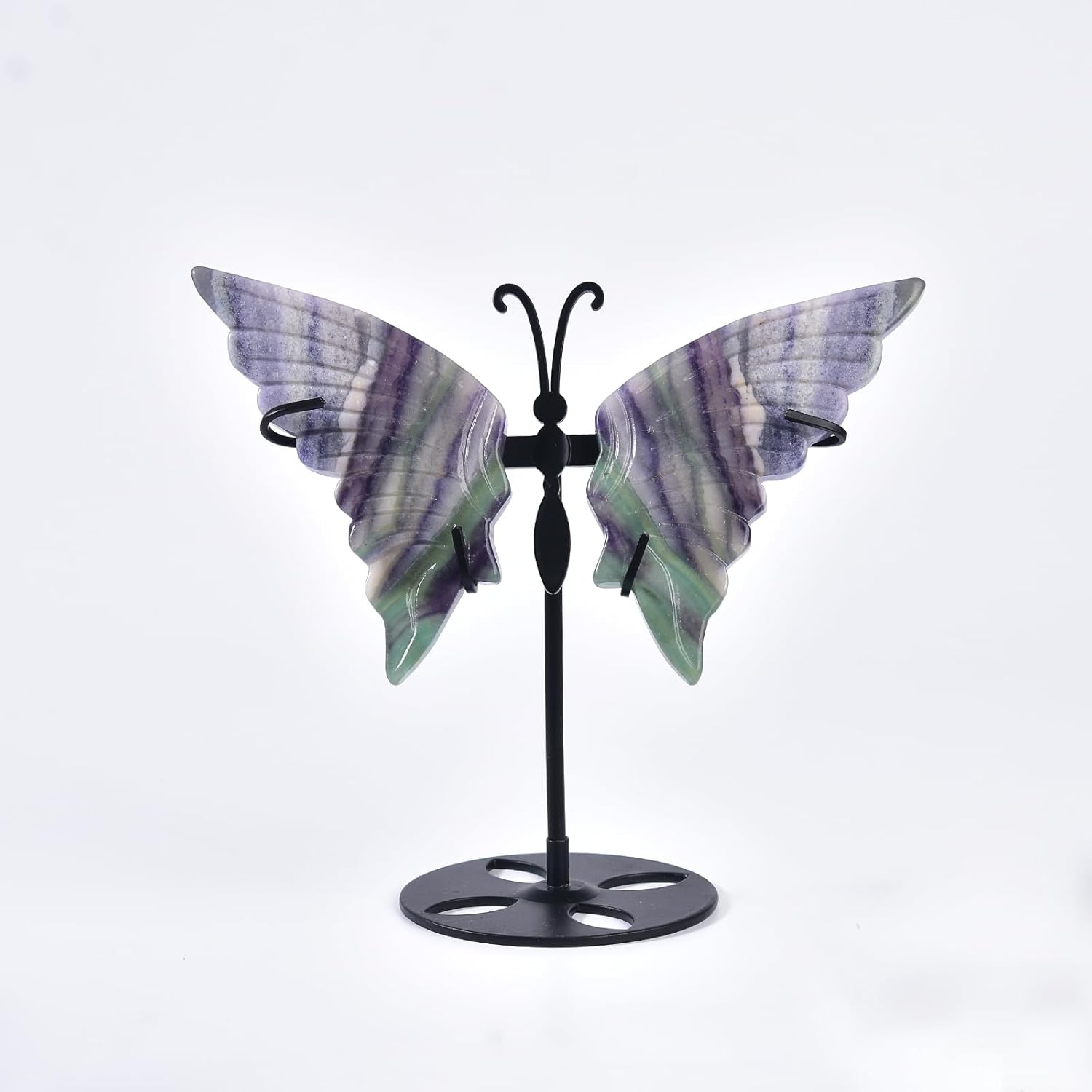 JIC Gem Rainbow Fluorite Crystal Butterfly Angel Wings Sculpture
