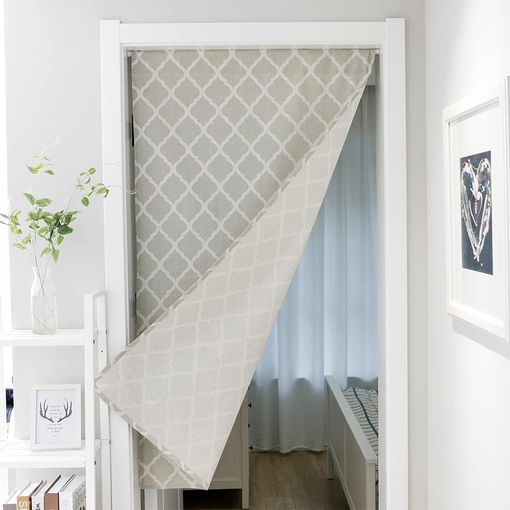 Huamengoo Geometric Door Curtain Panel 1 Piece Green Rhombus