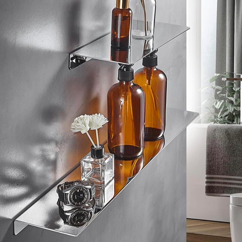 16 Inch Stainless Steel Wall Mounted Floating Shelf Decor