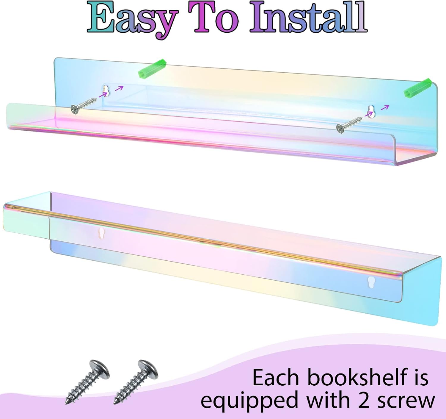 Blulu 8 Pack 14 Inch Acrylic Floating Shelf for Wall Mounting