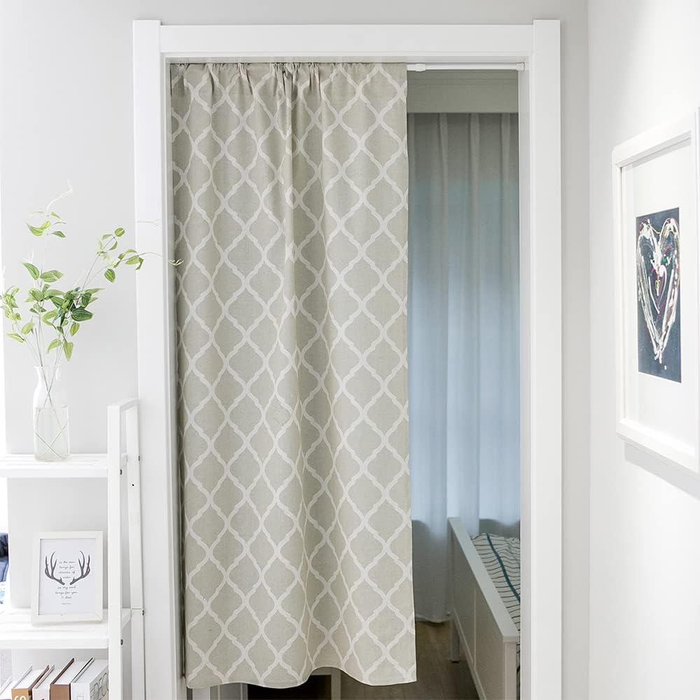 Huamengoo Geometric Door Curtain Panel 1 Piece Green Rhombus