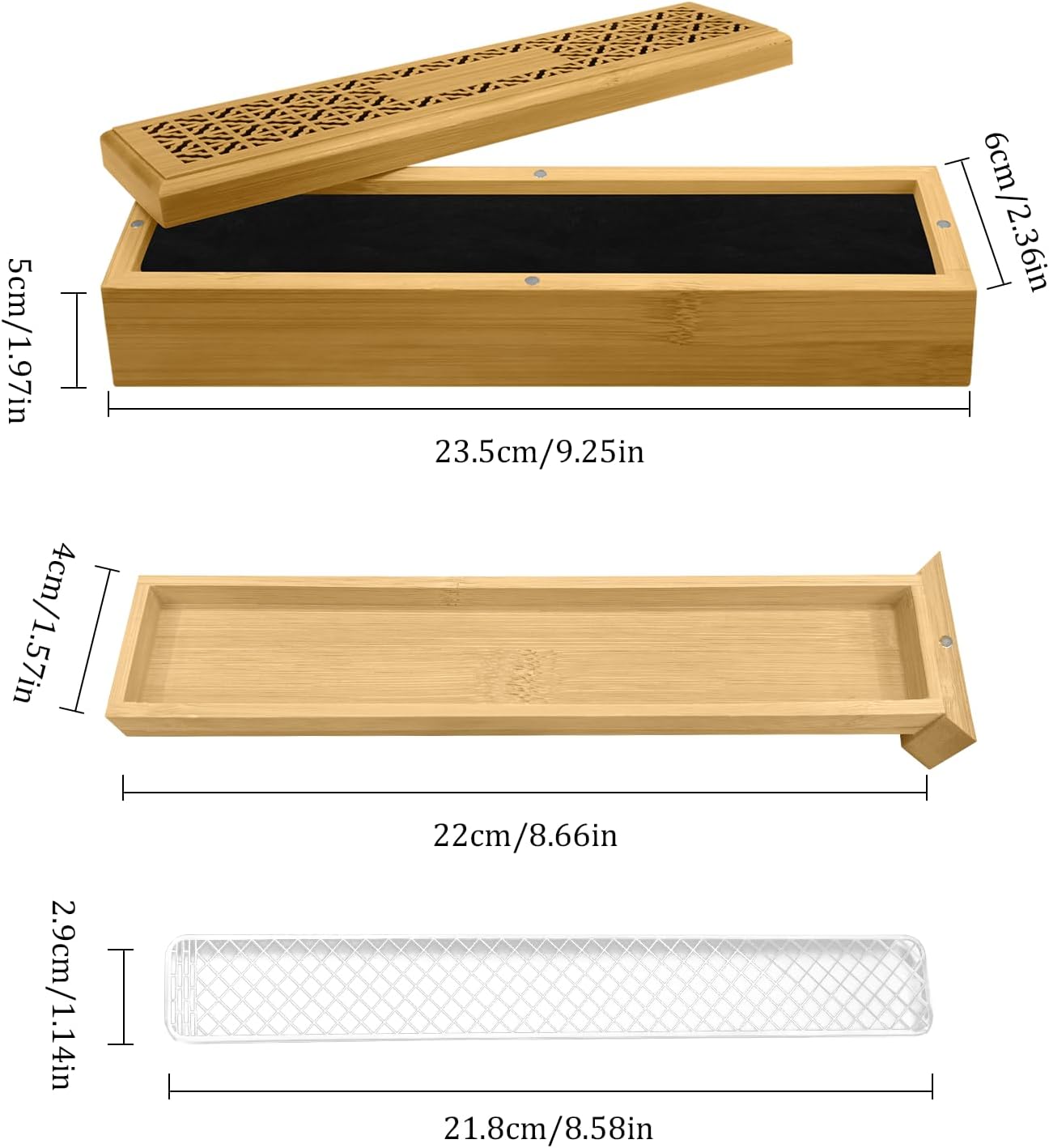 Holyenten Wooden Incense Holder Burner with Storage