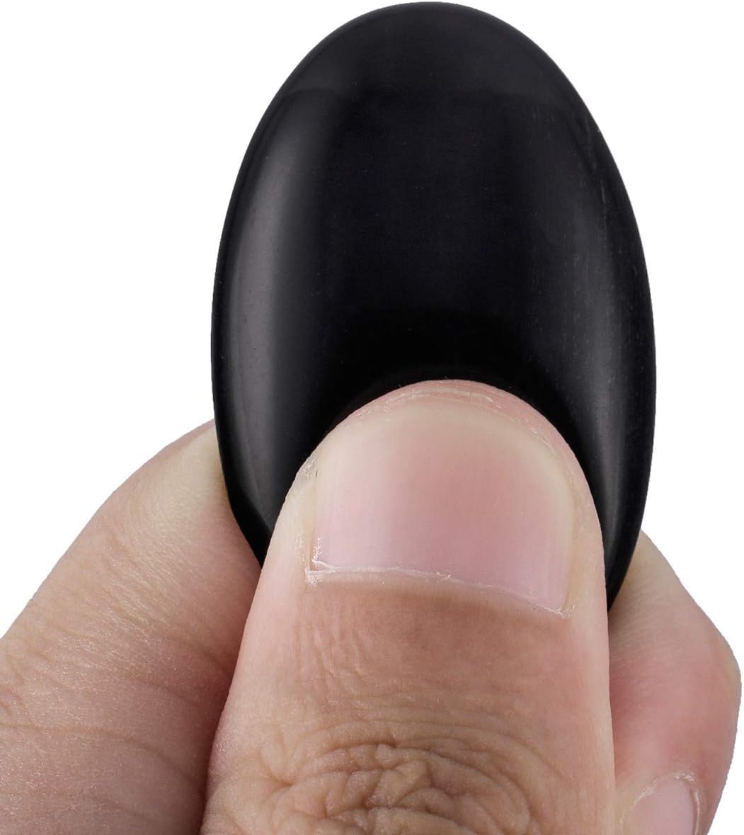 SUNYIK Natural Hand Carved Thumb Worry Stone Black Obsidian