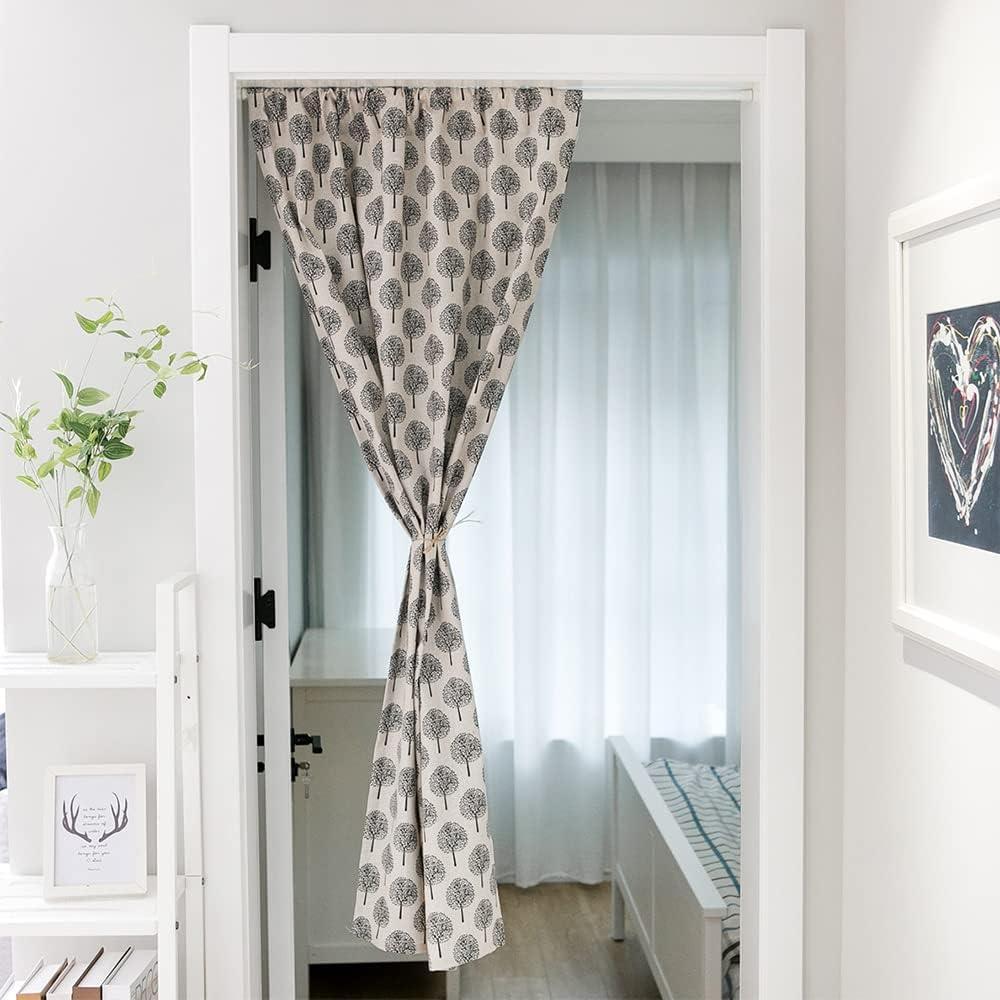 Huamengoo Geometric Door Curtain Panel Beige