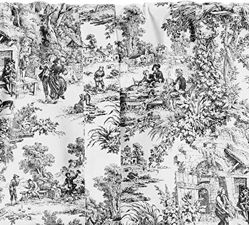 Victoria Park Toile Tie-Up Valence Curtain Black