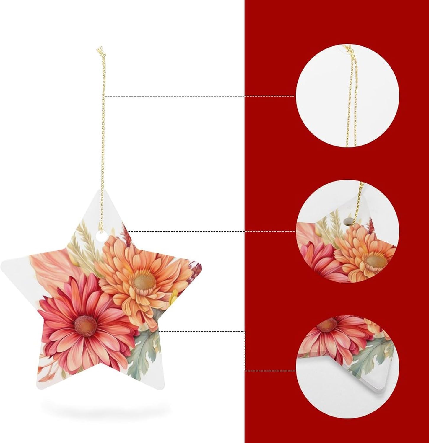 Christmas Flower Star Ceramic Hanging Ornament