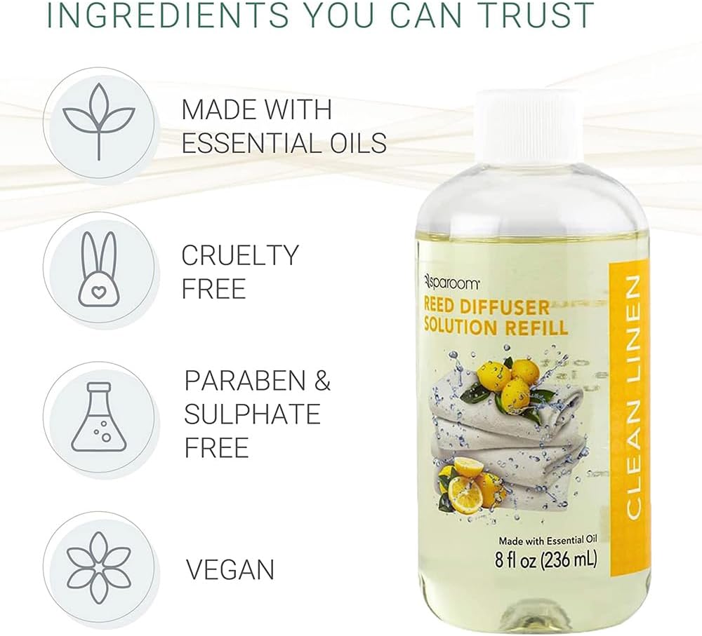 SpaRoom Reed Diffuser Oil Refill Clean Linen Scent 8oz