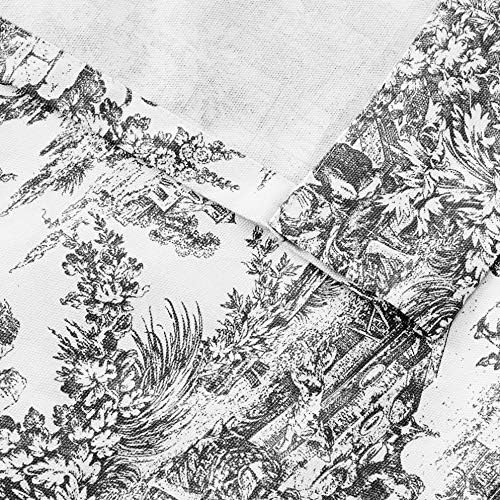 Victoria Park Toile Tie-Up Valence Curtain Black