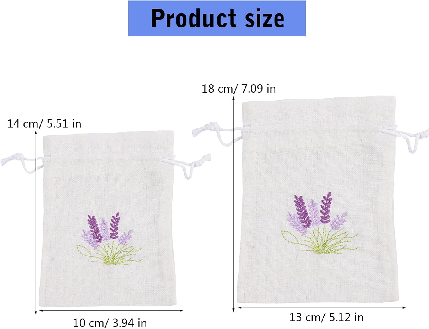 Pack Of 10 Cotton Linen Drawstring Bags for Lavender Storage