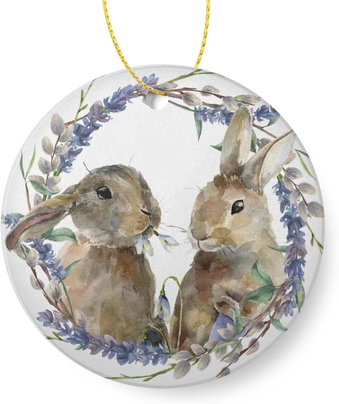 Lavender Flower Rabbit Christmas Ornament for Tree Decorations