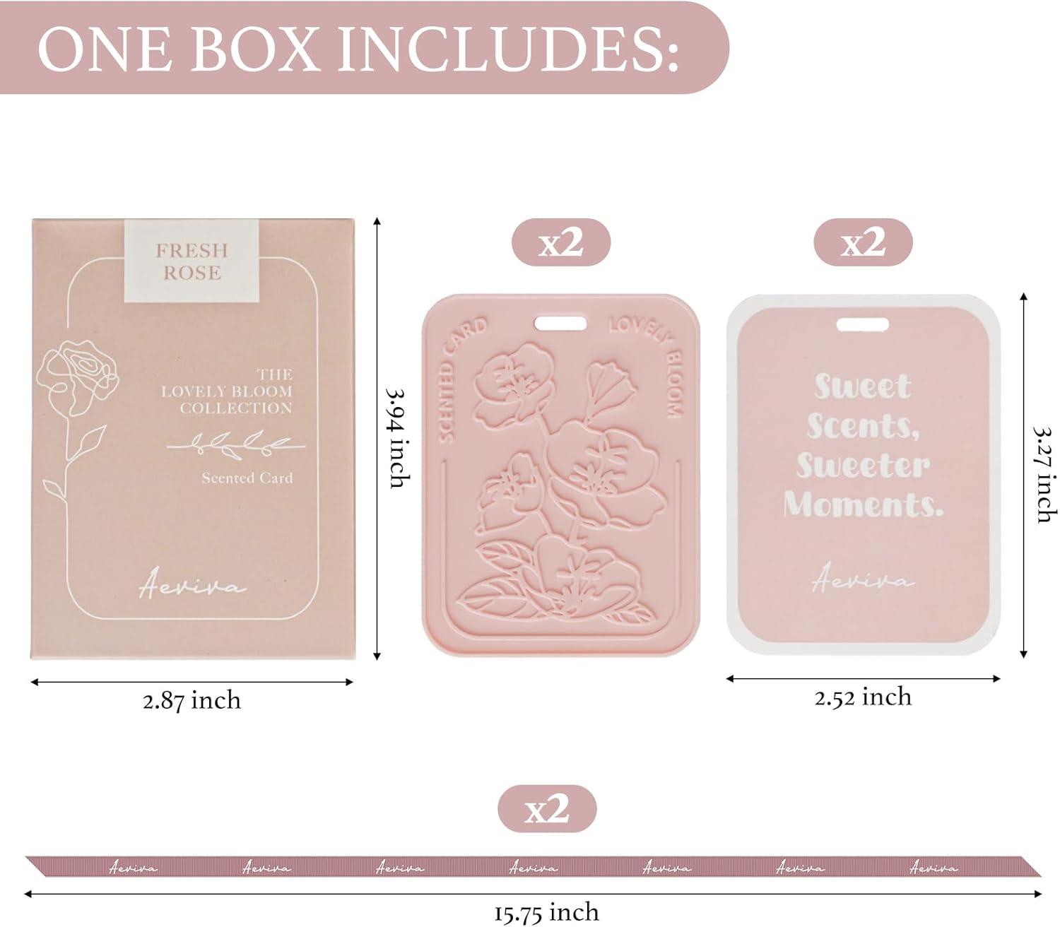 Aeviva 2 Pack Fresh Rose Scented Sachets for Car and Home Use