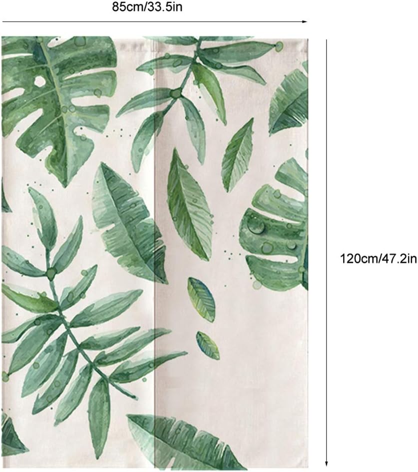 Sunicon Japanese Noren Curtain Green Leaves Print 335 x 472in