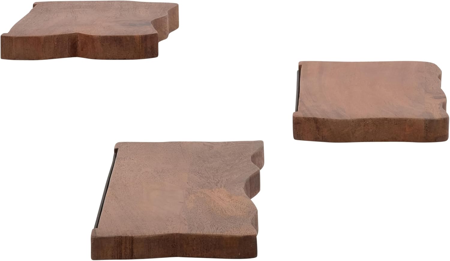 Sagebrook Home Floating Wall Shelves Set of 3 Mango Wood with Iron Brackets