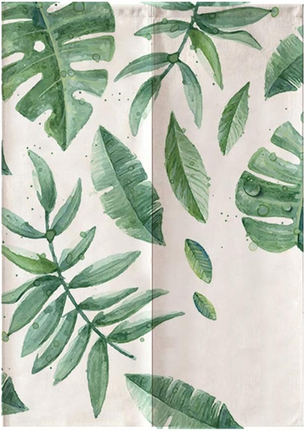 Sunicon Japanese Noren Curtain Green Leaves Print 335 x 472in