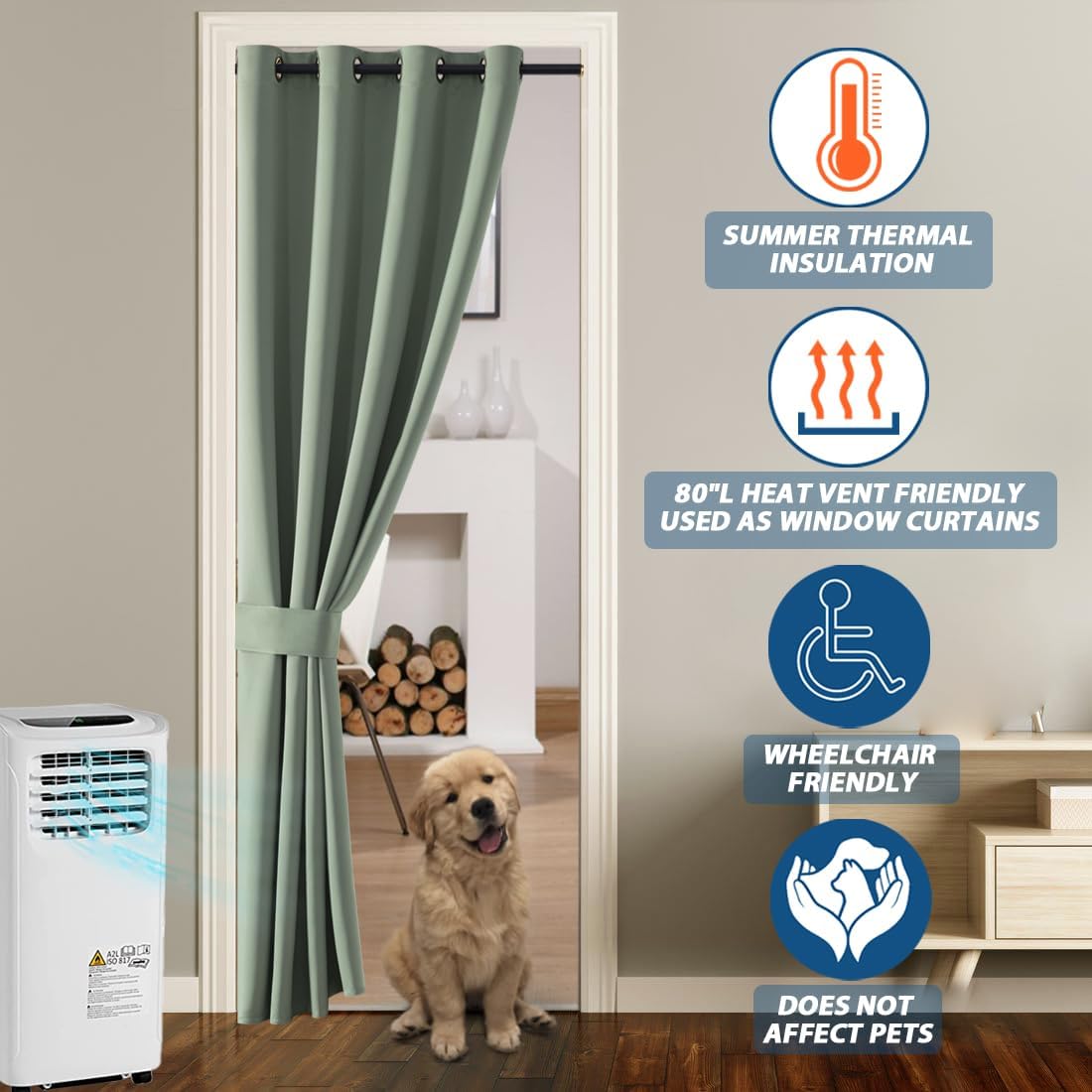 SHINELAND Thermal Insulated Curtain Panels for Hallway and Door