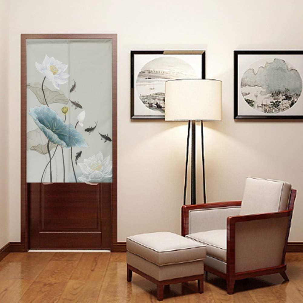 BAIHT HOME Noren Curtain Lotus Design 29x59 Inch