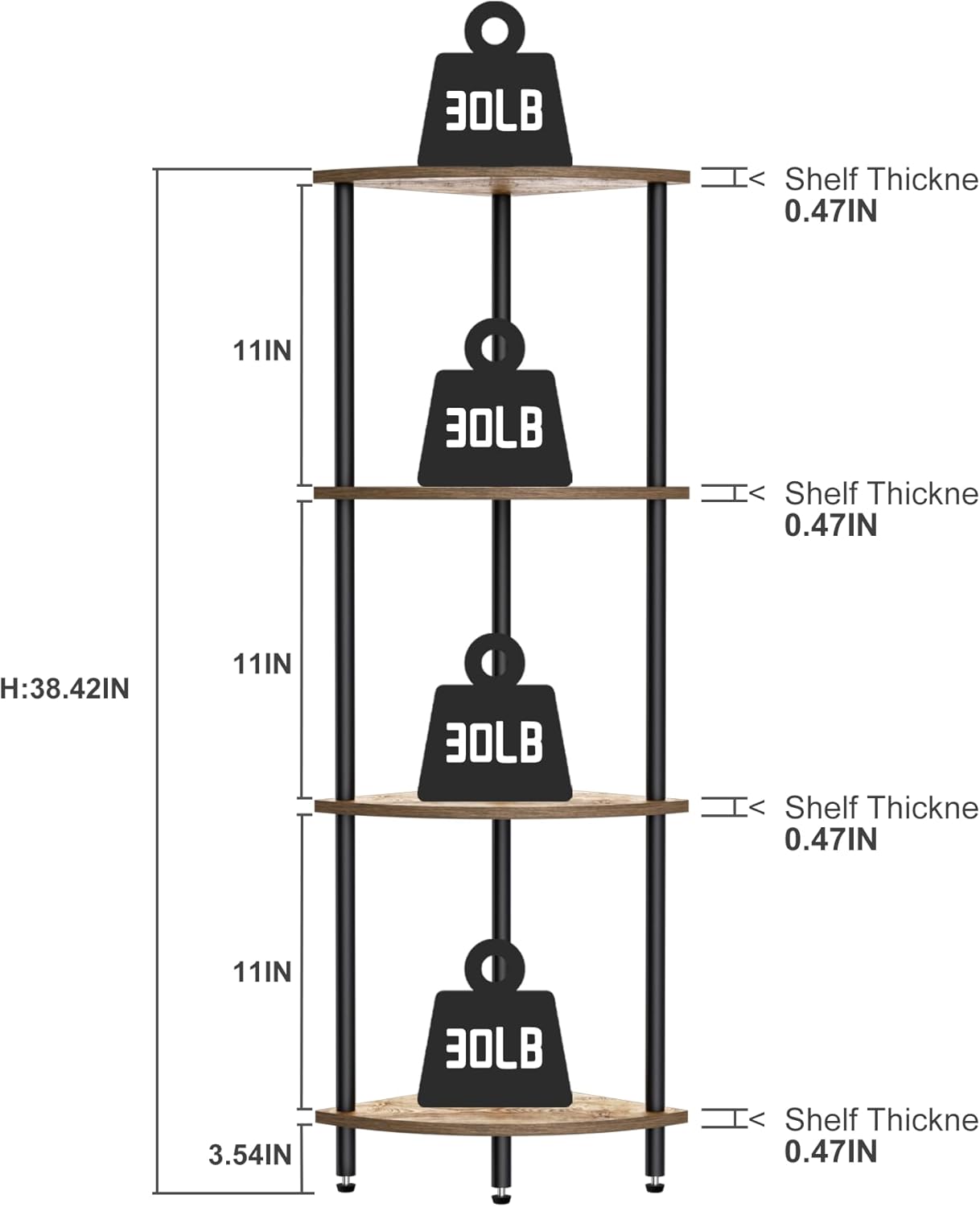 4 Tier Corner Shelf Bookcase Plant Stand