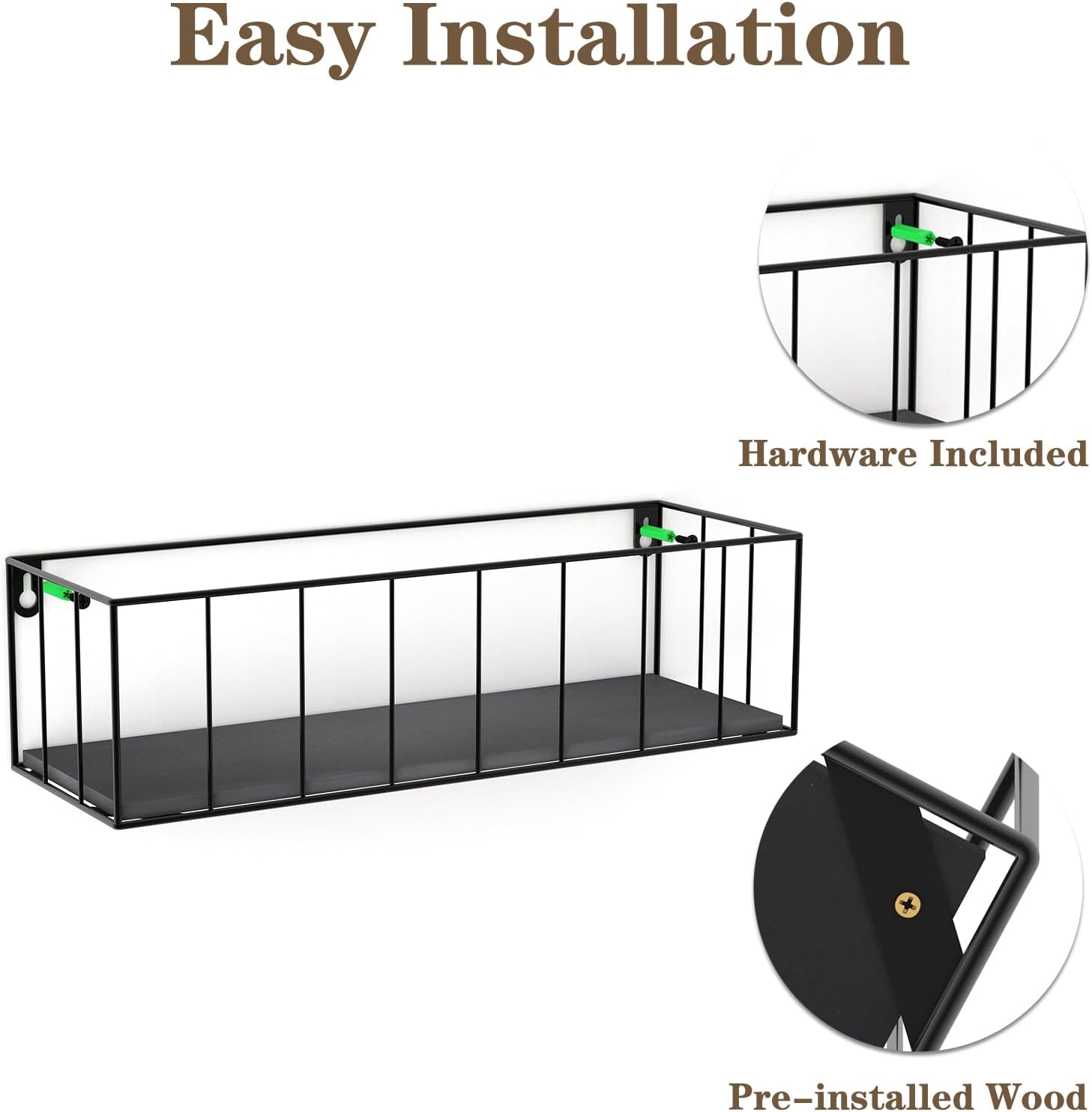 CRUGLA Black Floating Shelves Wall Mounted Set of 5
