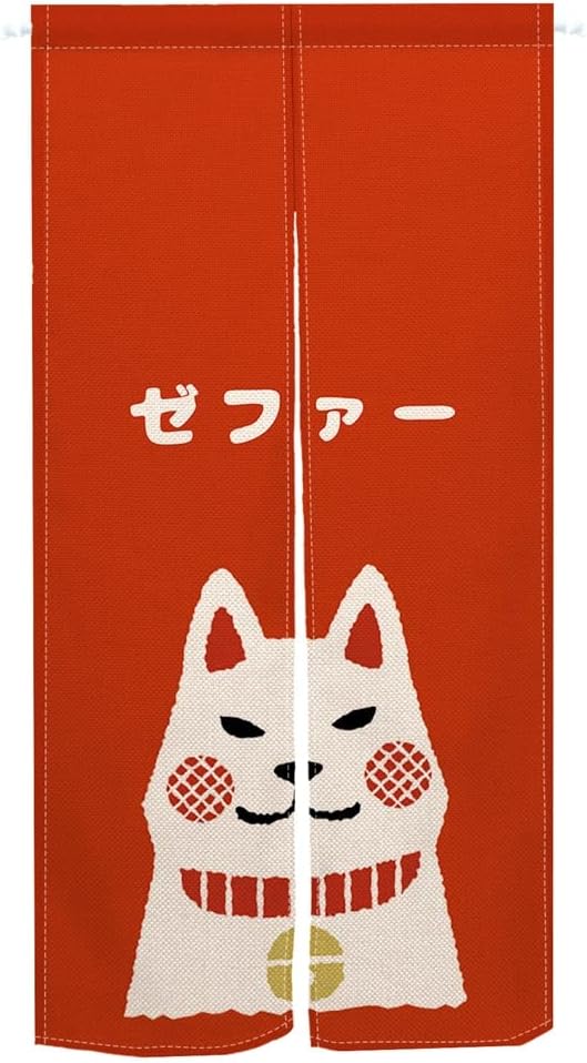 Leowefowa Japanese Noren Curtain Panel Red