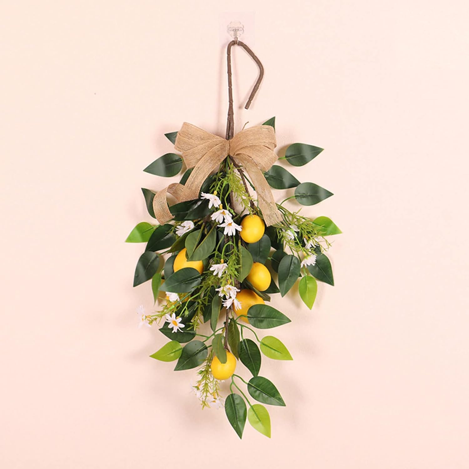 236in Artificial Lemon Daisy Swag with Bow