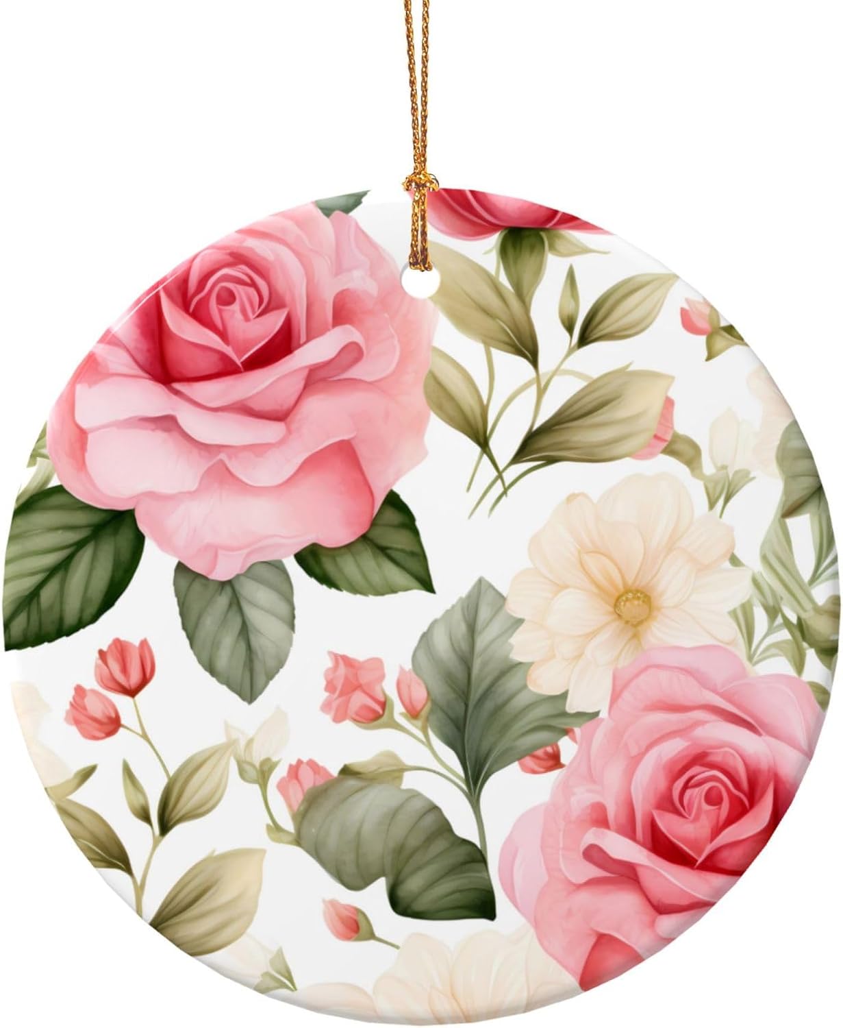 Christmas Ornaments Rose Flower Ceramic Pendant Hanging Decor