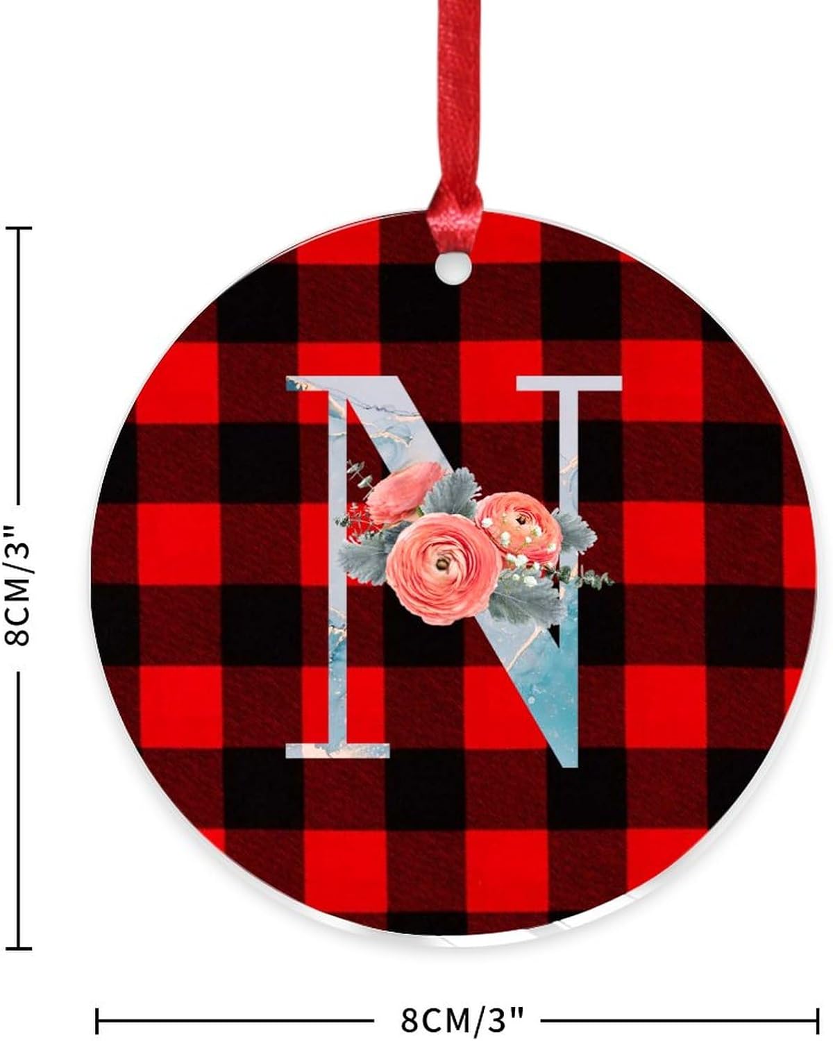 Acrylic Christmas Ornament with Blue Monogram Initial N