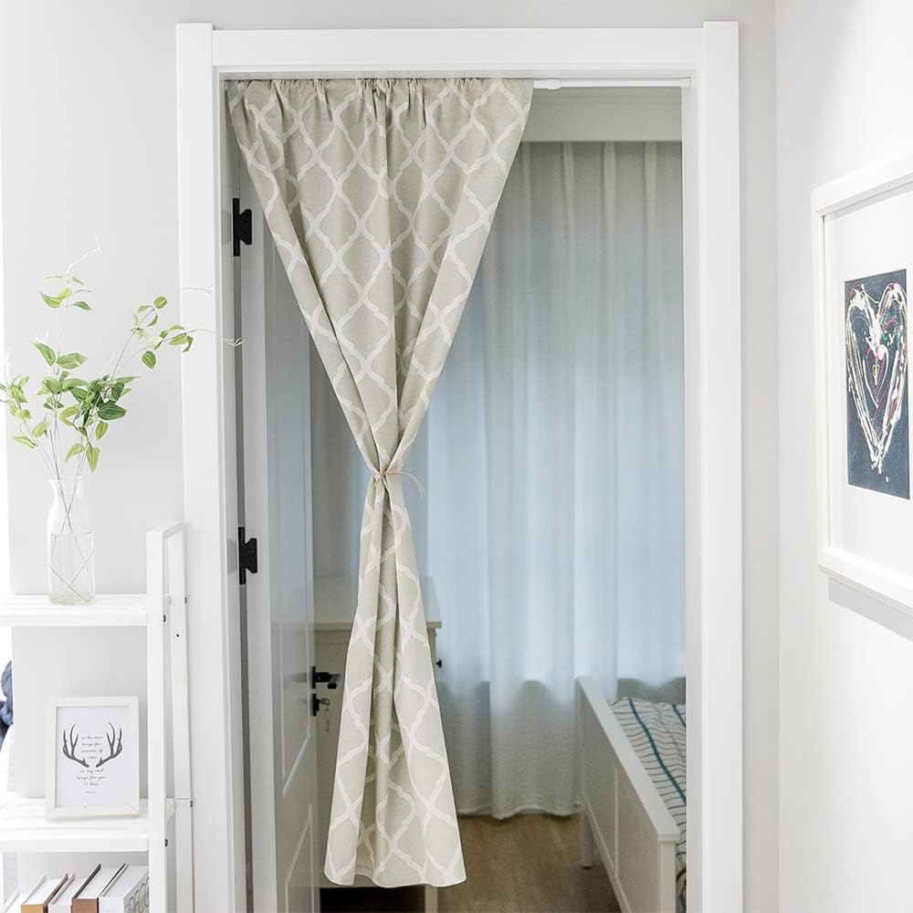 Huamengoo Geometric Door Curtain Panel 1 Piece Green Rhombus