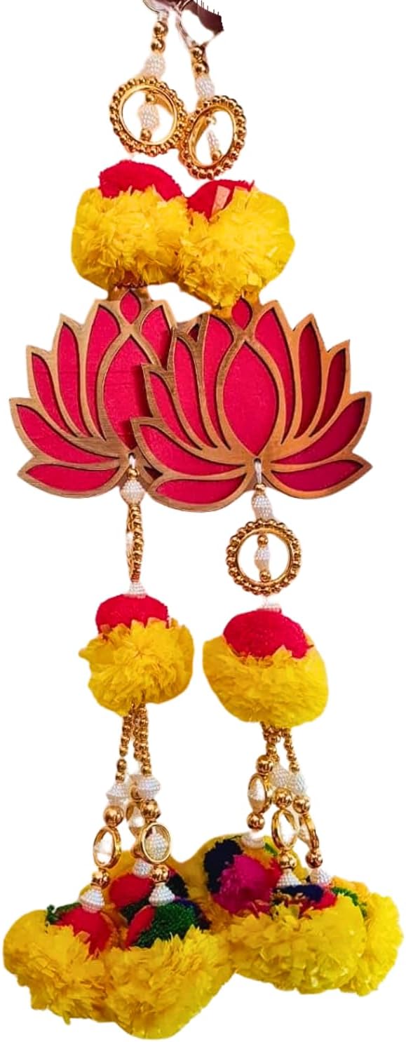 Set of 2 Lotus Marigold Wall Hangings for Home Diwali Decoration