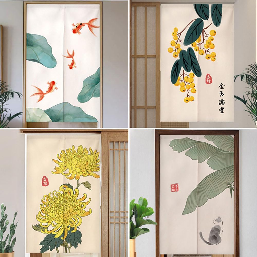 Chickwin Japanese Door Curtain Flower Print Noren Panel