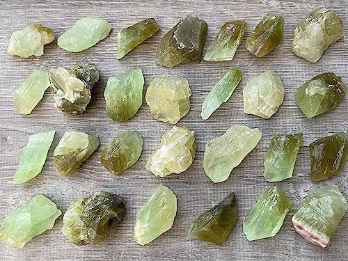 3 Pcs Green Calcite Rough Natural Stones for Lapidary and Meditation