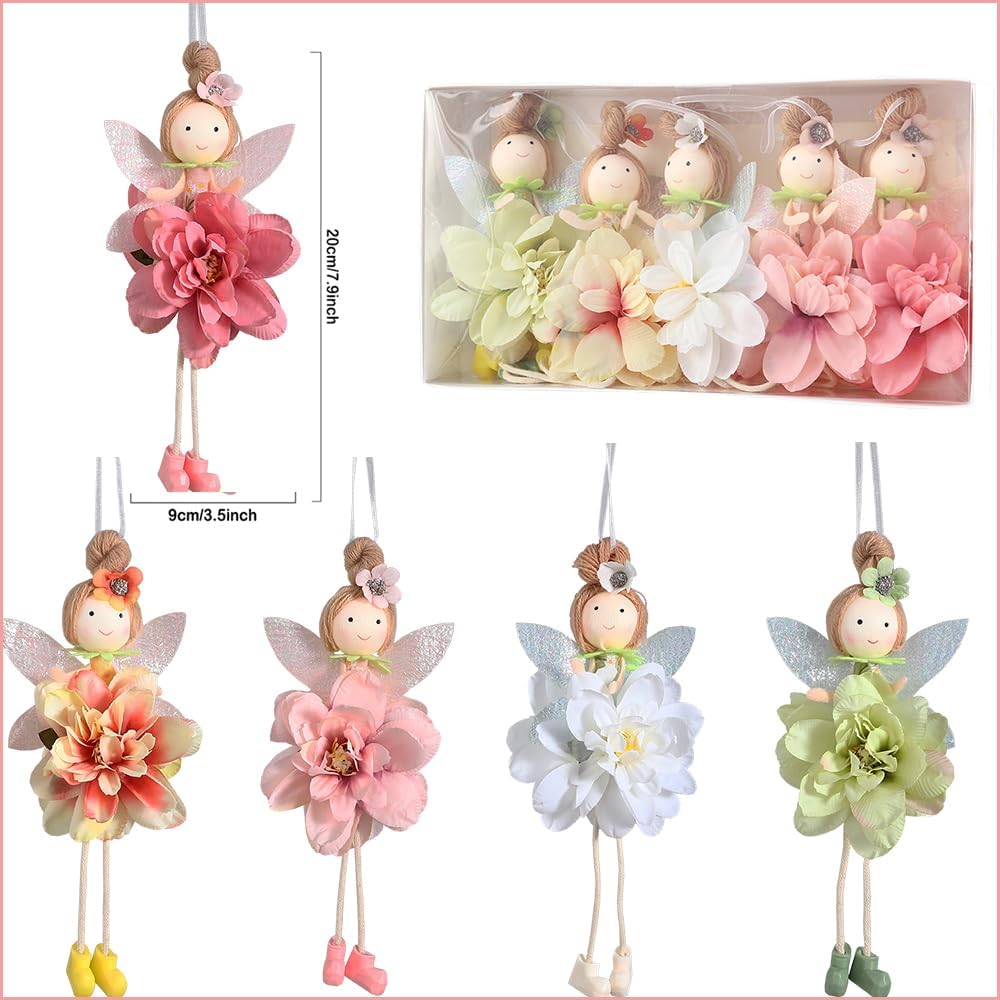 GIHOO Spring Flower Angel Doll Hanging Ornament 5pcs 78inch