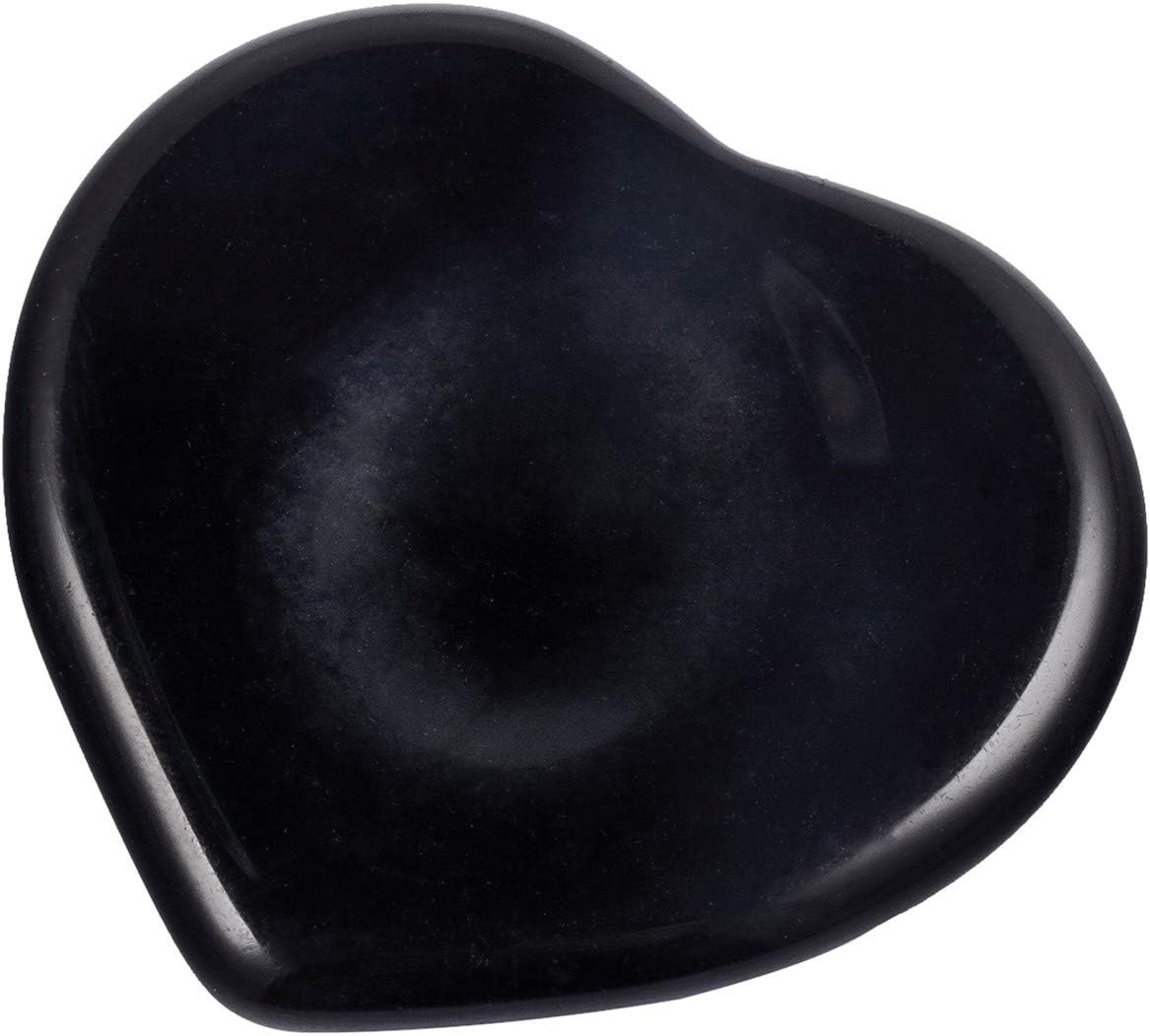 SUNYIK Heart Shaped Black Obsidian Thumb Worry Stone