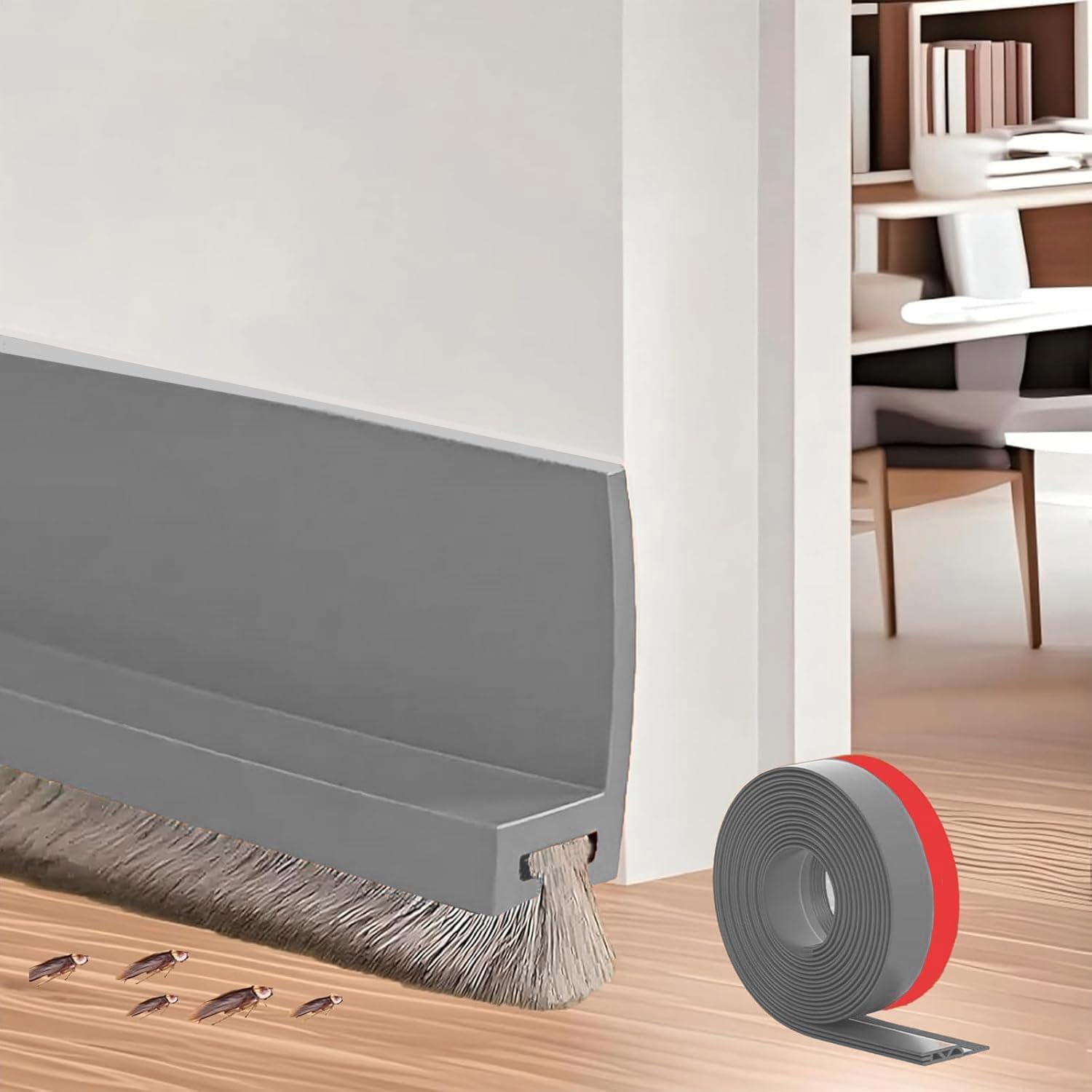 39 Inch Door Draft Stopper with Brush - Adhesive Weather Stripping Seal