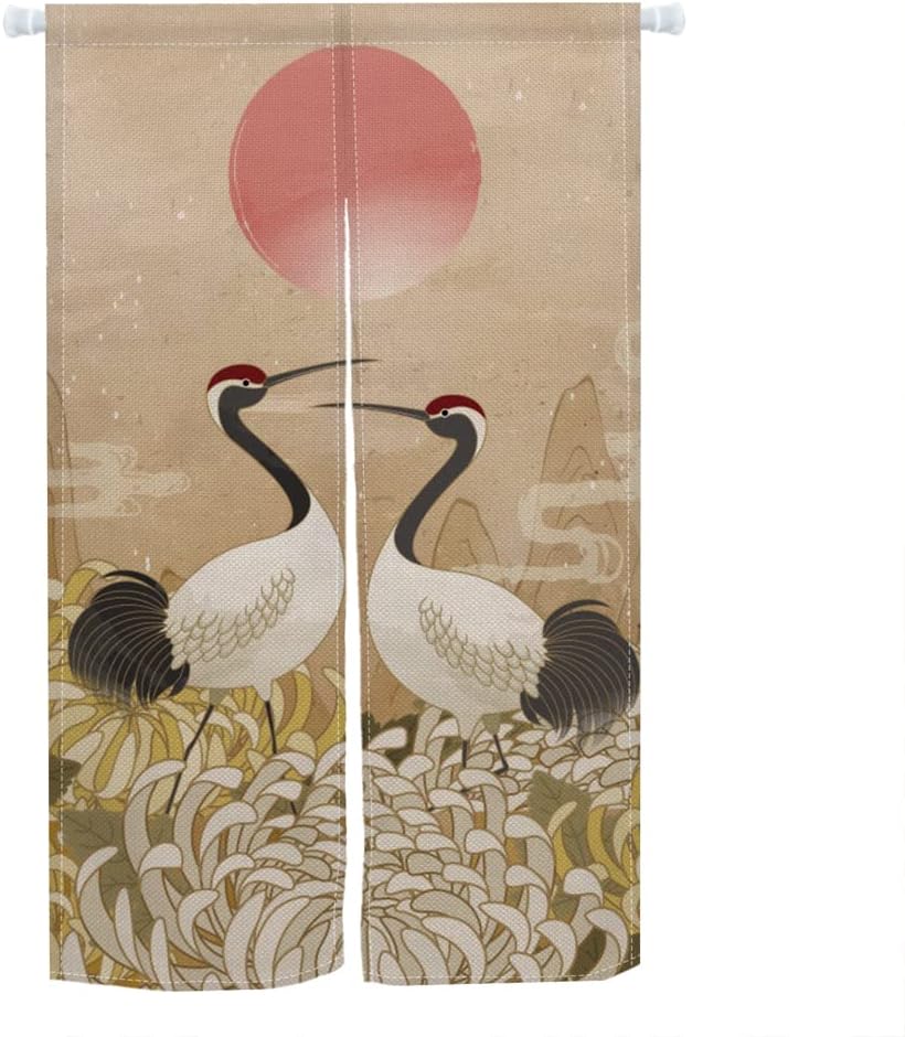 Leowefowa Red-Crowned Crane Noren Curtain 335x59