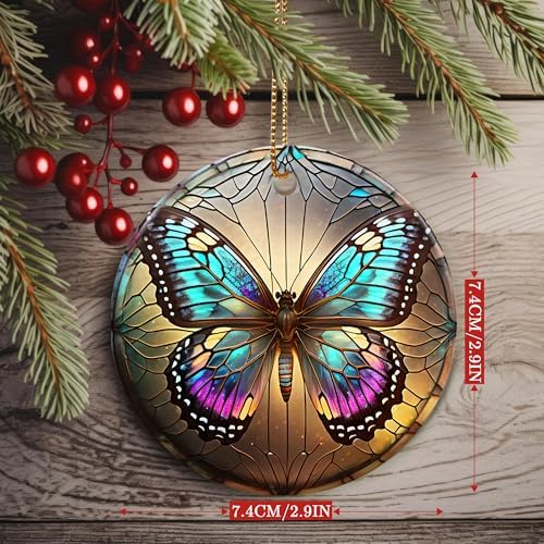 Colorful Ceramic Butterfly Christmas Ornament for Tree