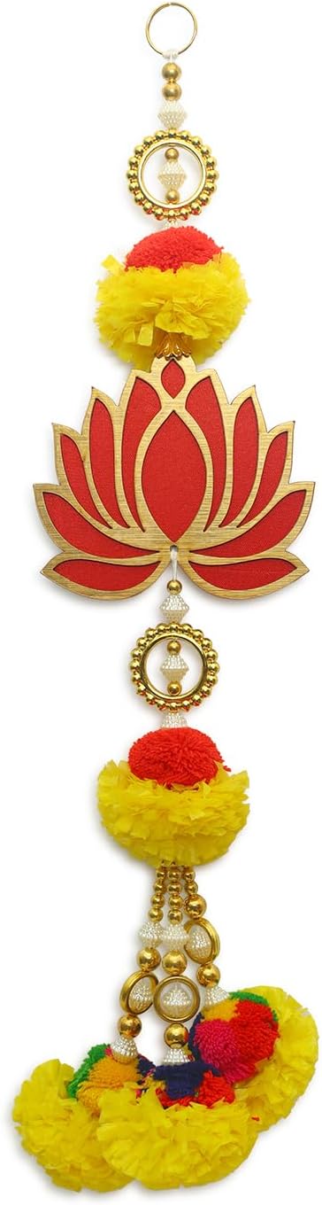 Set of 2 Lotus Marigold Wall Hangings for Home Diwali Decoration