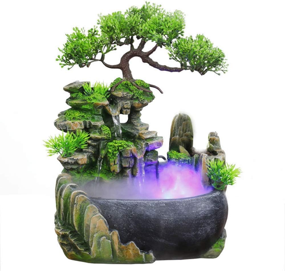 BRAVECOW Indoor Relaxation Desktop Fountain with Atomizer and Light