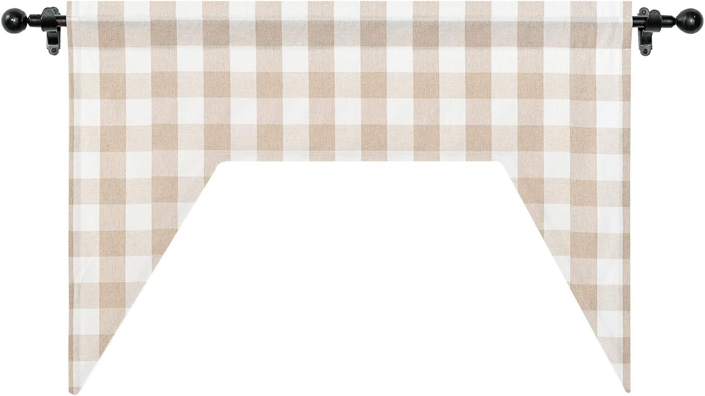 Curtain Swag 1 Panel Classic Buffalo Check Beige White 54x36